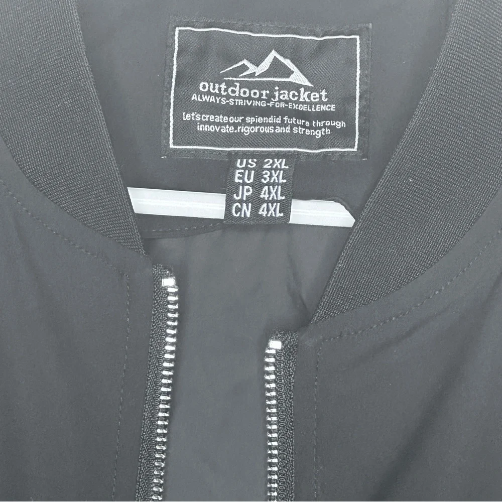 Men’s Black Lightweight Jacket – Outdoor Zip Front – Size 2XL